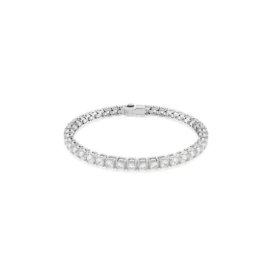 Swarovski Matrix Tennis Bracelet, Round Cut, White, Rhodium Plated