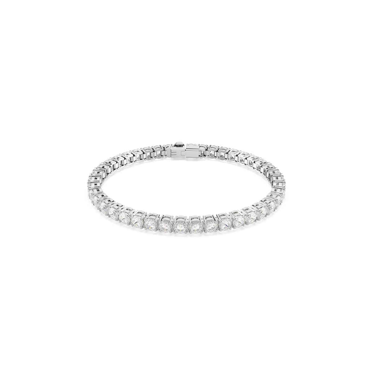 Swarovski Matrix Tennis Bracelet, Round Cut, White, Rhodium Plated