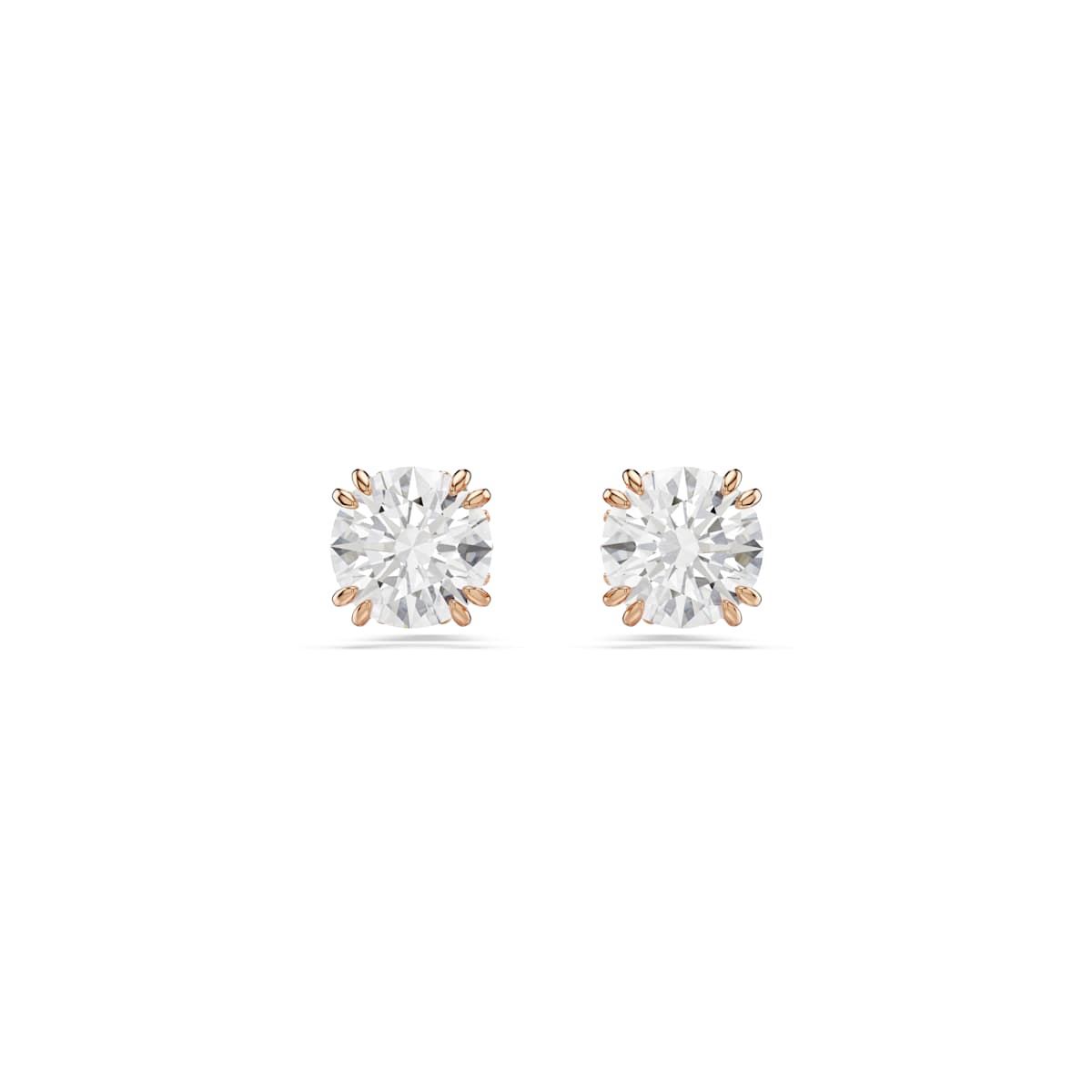 Swarovski Stilla Stud Earrings, Round Cut, White, Rose Gold-Tone Plated