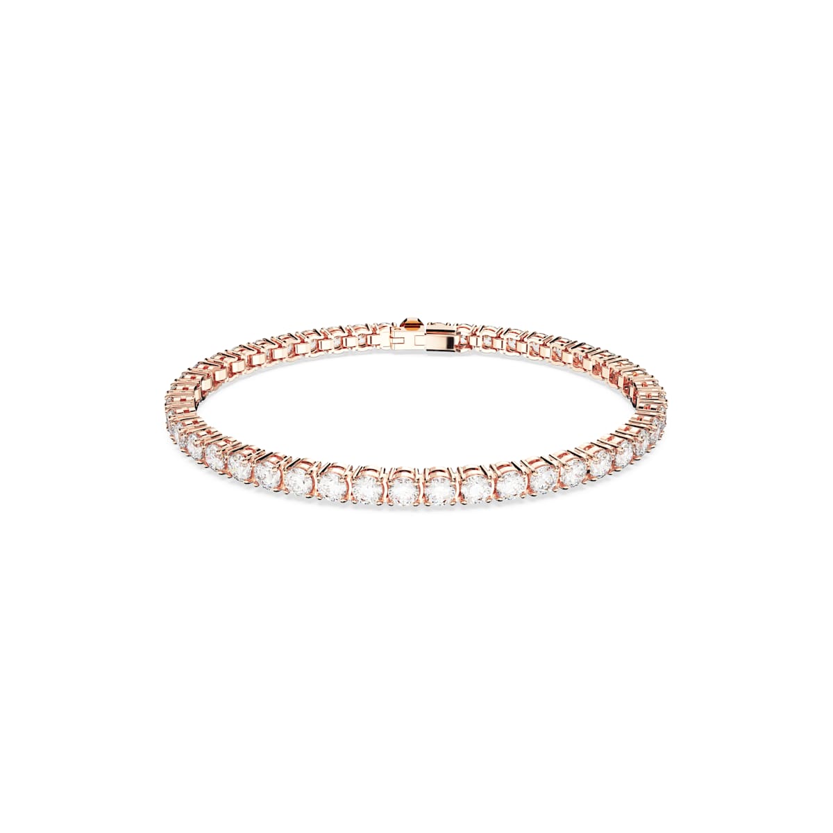 Swarovski Matrix Tennis Bracelet, Round Cut, White, Rose Gold-Tone Plated