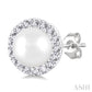 4.5 MM White Cultured Pearl and 1/8 Ctw Round Cut Diamond Halo Stud Earrings in 10K White Gold