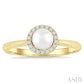 5 MM White Pearl and 1/20 Ctw Round Cut Diamond Halo Ring in 14K Yellow Gold