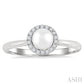 5 MM White Cultured Pearl and 1/20 Ctw Round Cut Diamond Halo Ring in 10K White Gold