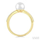 7 MM Cultured Pearl and 1/10 Ctw Round Cut Diamond Criss Cross Fashion Ring in 10K Yellow Gold