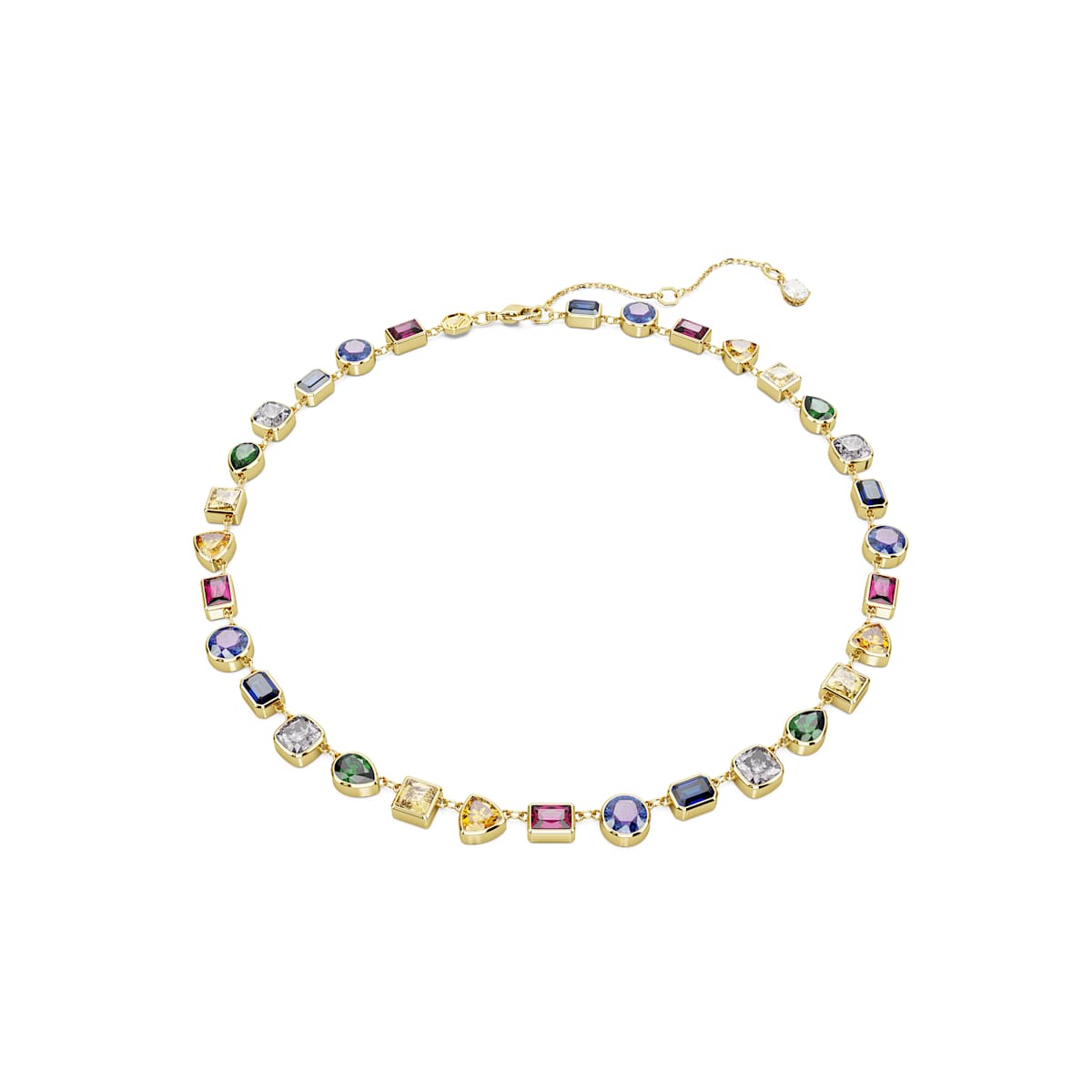 Swarovski Stilla Tennis Necklace, Mixed Cuts, Multicolored, Gold-Tone Plated