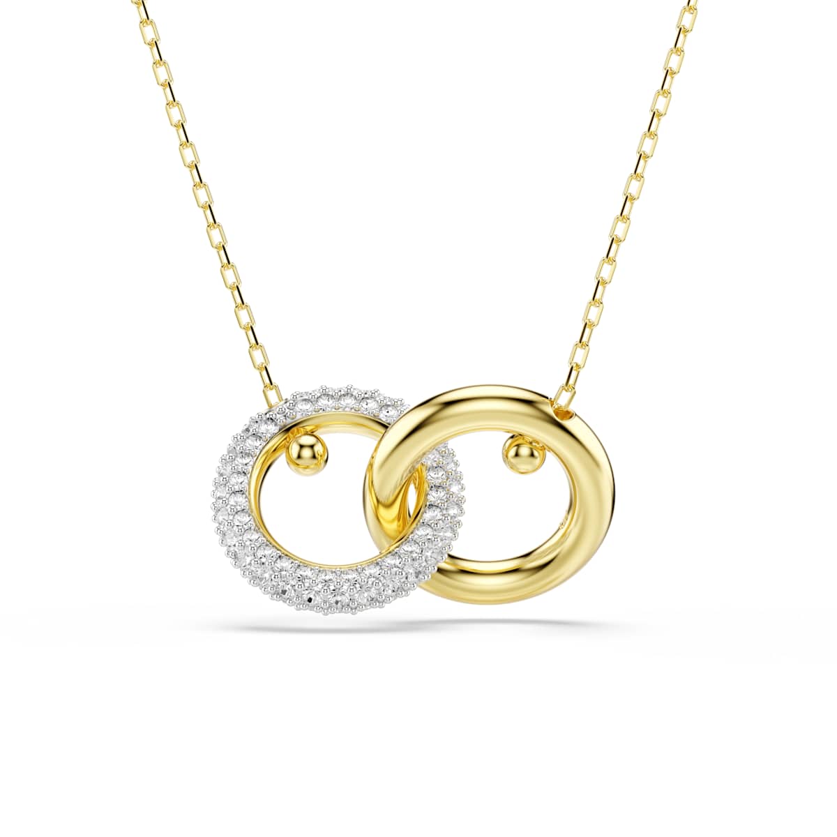 Swarovski Dextera Pendant, Interlocking Loop, White, Gold-Tone Plated