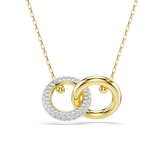 Swarovski Dextera Pendant, Interlocking Loop, White, Gold-Tone Plated