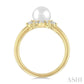 7 MM Cultured Pearl and 1/4 Ctw Round Cut Diamond Fashion Ring in 10K Yellow Gold