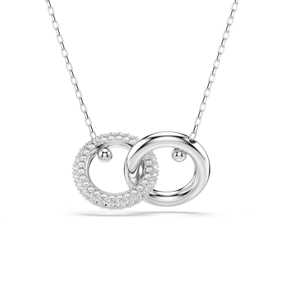 Swarovski Dextera Pendant, Interlocking loop, White, Rhodium plated