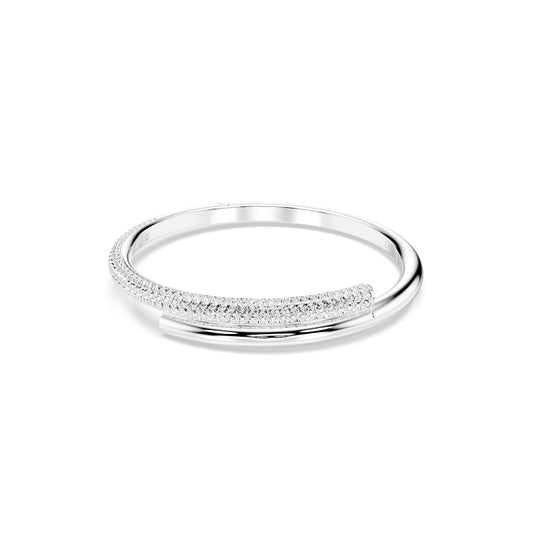 Swarovski Dextera Bangle, Magnetic Closure, White, Rhodium Plated