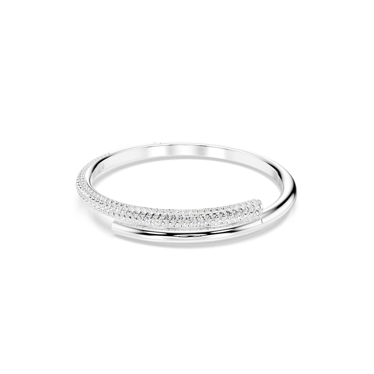 Swarovski Dextera Bangle, Magnetic Closure, White, Rhodium Plated