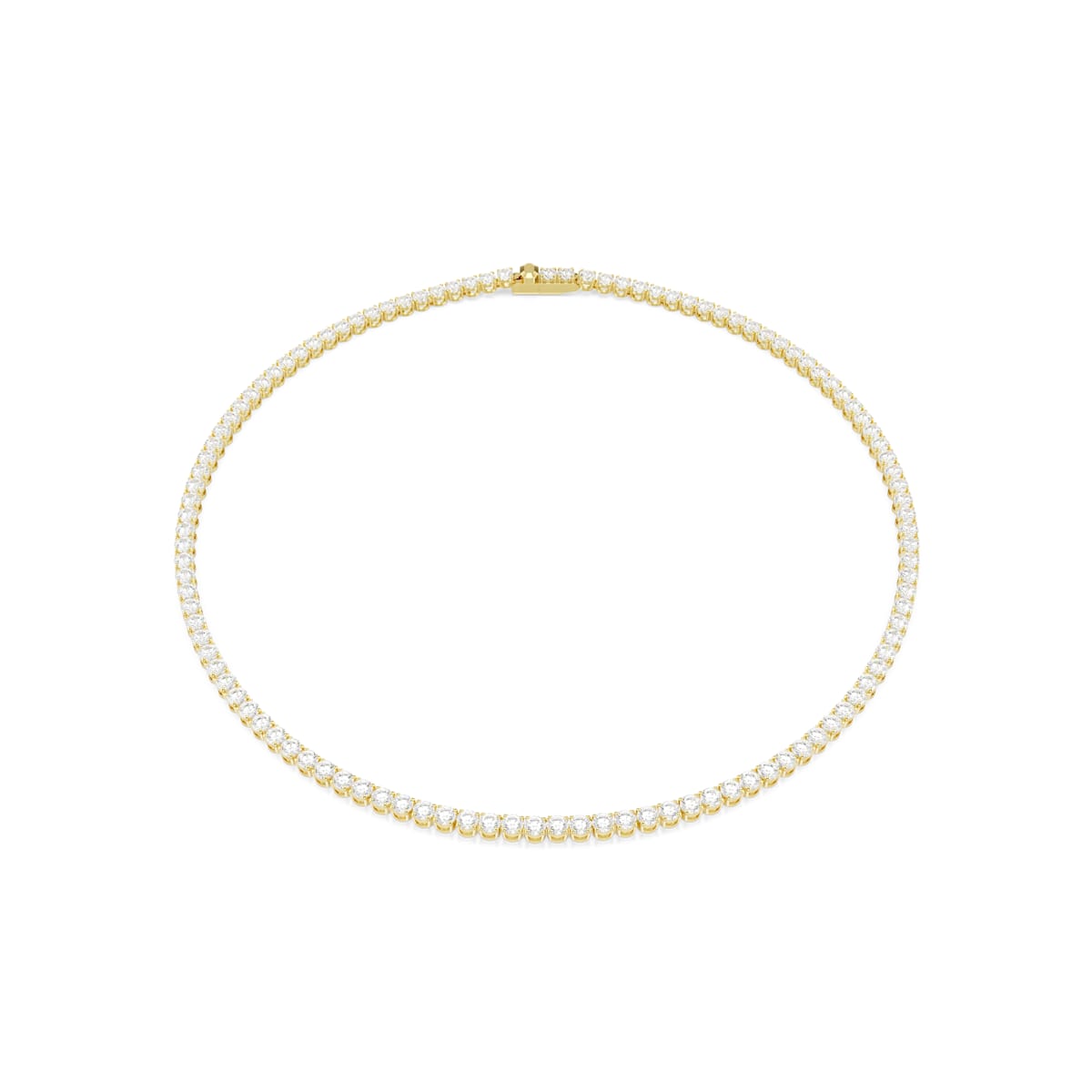 Swarovski Matrix Tennis Necklace, Round Cut, White, Gold-Tone Plated