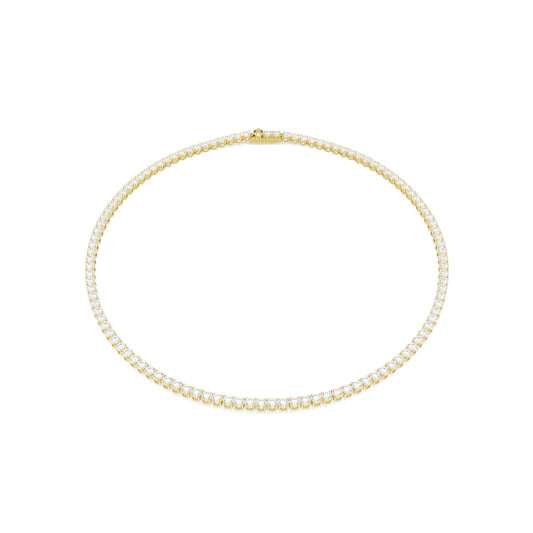 Swarovski Matrix Tennis Necklace, Round Cut, White, Gold-Tone Plated
