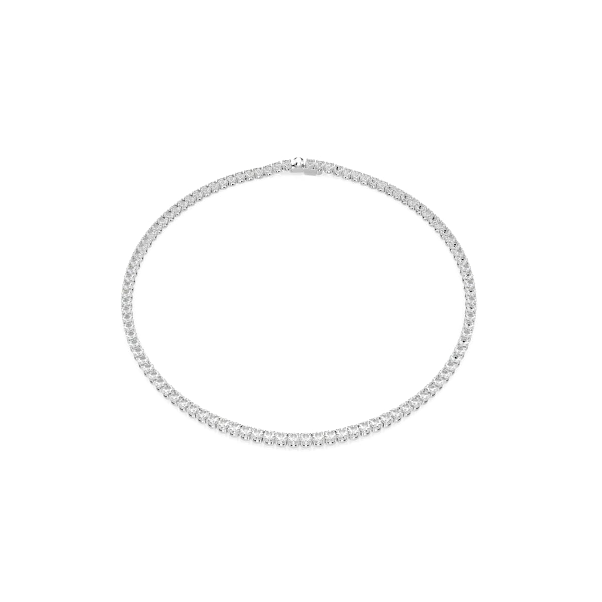 Swarovski Matrix Tennis Necklace, Round Cut, White, Rhodium Plated