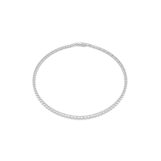 Swarovski Matrix Tennis Necklace, Round Cut, White, Rhodium Plated