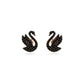 Swarovski Swan Stud Earrings, Crystal Pearl, Swan, Black, Rose Gold-Tone Plated