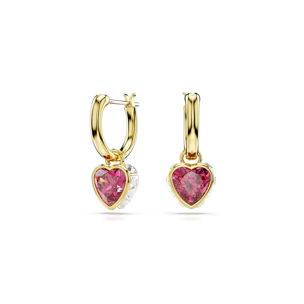 Swarovski Chroma Hoop Drop Earrings, Heart, Red, Gold-Tone Plated