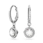 Swarovski Constella Drop Hoop Earrings, Round Cut, White, Rhodium Plated