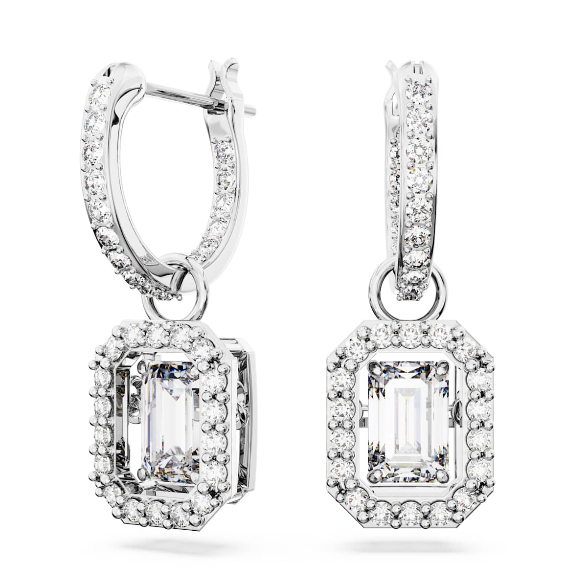 Swarovski Millenia Crystal Drop Hoop Earrings, White, Rhodium Plated
