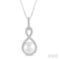 7X7 MM Round Shape Cultured Pearl and 1/6 Ctw Twisted Loop Round Cut Diamond Pendant With Chain in 10K White Gold