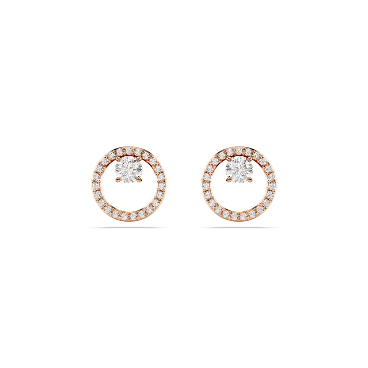 Swarovski Constella Stud Earrings, Round Cut, White, Rose Gold-Tone Plated