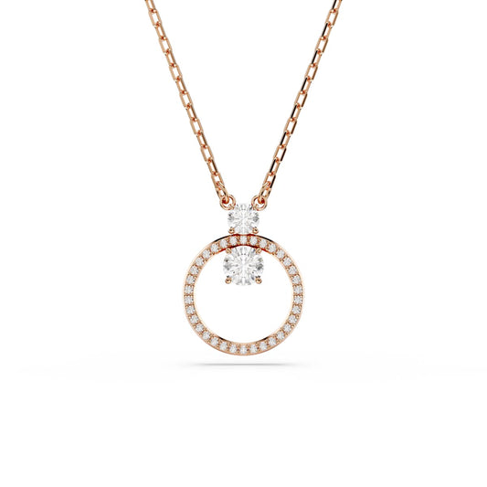Swarovski Constella Pendant, Pavé, Round Cut, White, Rose Gold-Tone Plated