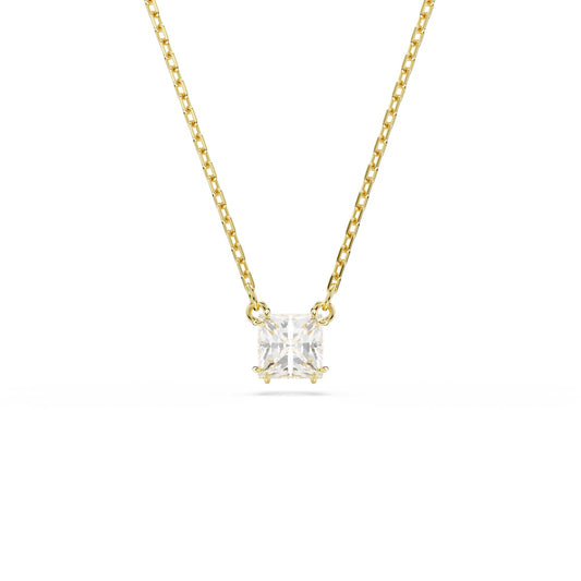 Swarovski Stilla Attract Pendant, Square Cut, White, Gold-Tone Plated