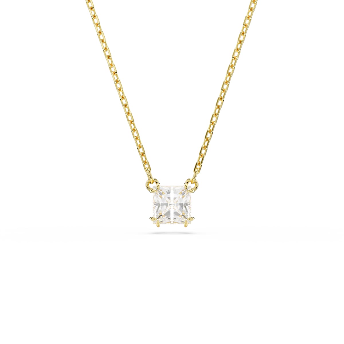 Swarovski Stilla Attract Pendant, Square Cut, White, Gold-Tone Plated