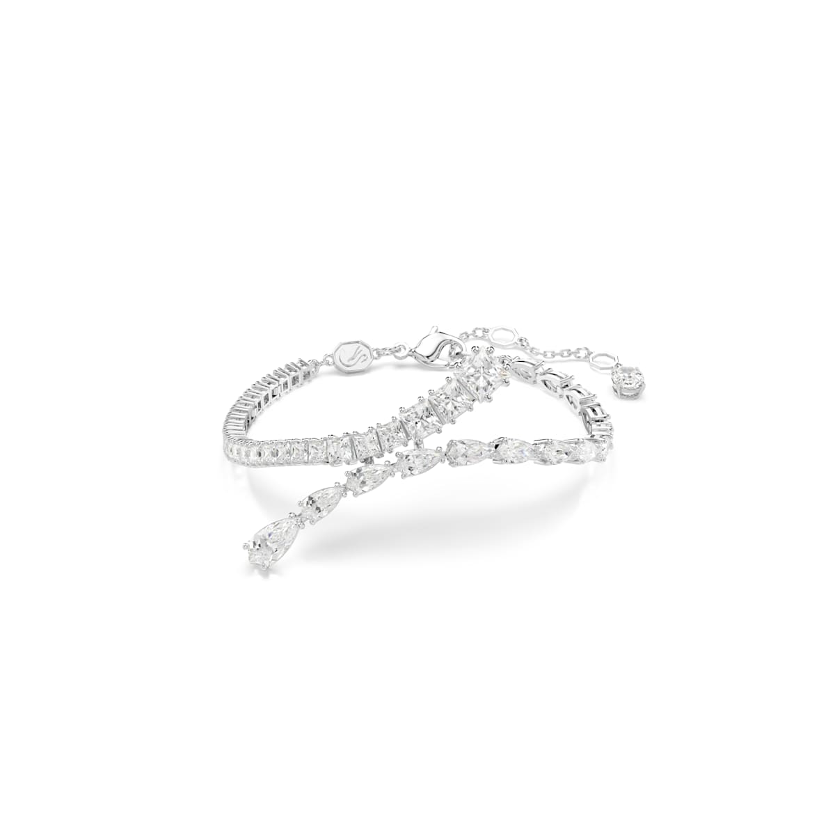 Swarovski Matrix Bracelet, Mixed Cuts, White, Rhodium Plated