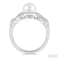 7 MM Round Shape Cultured Pearl and 1/5 Ctw Round Cut Diamond Twisted Open Lattice Ring in 10K White Gold