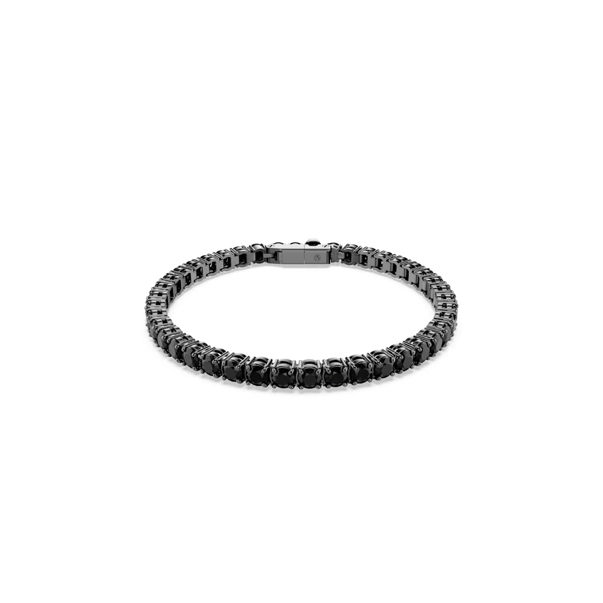 Swarovski Matrix Tennis Bracelet, Round Cut, Black, Ruthenium Plated
