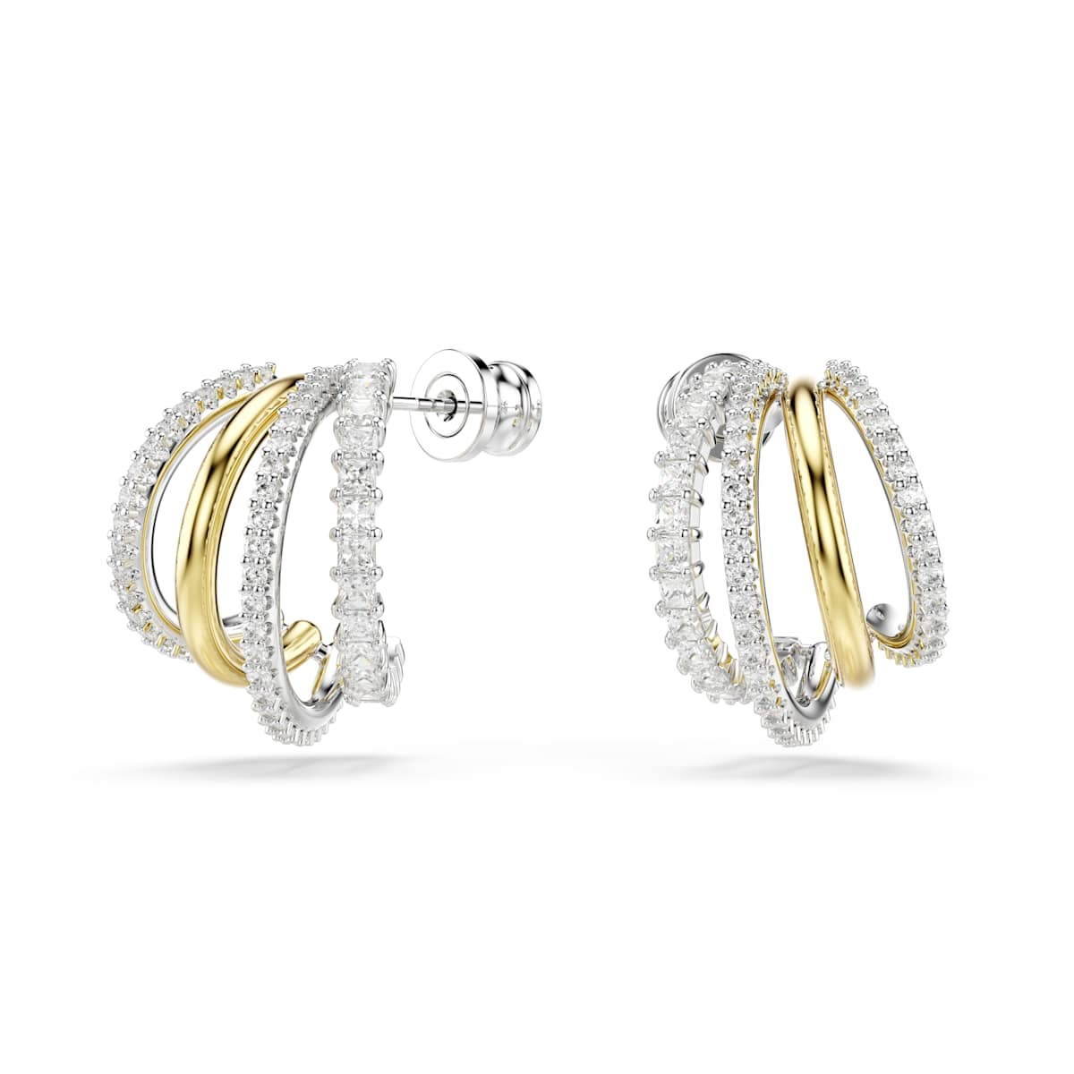 Swarovski Hyperbola Hoop Earrings, Mixed Cuts, Mini, White, Mixed Metal Finish