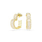 Swarovski Matrix Hoop Earrings, Baguette Cut, Heart, Small, White, Gold-Tone Plated