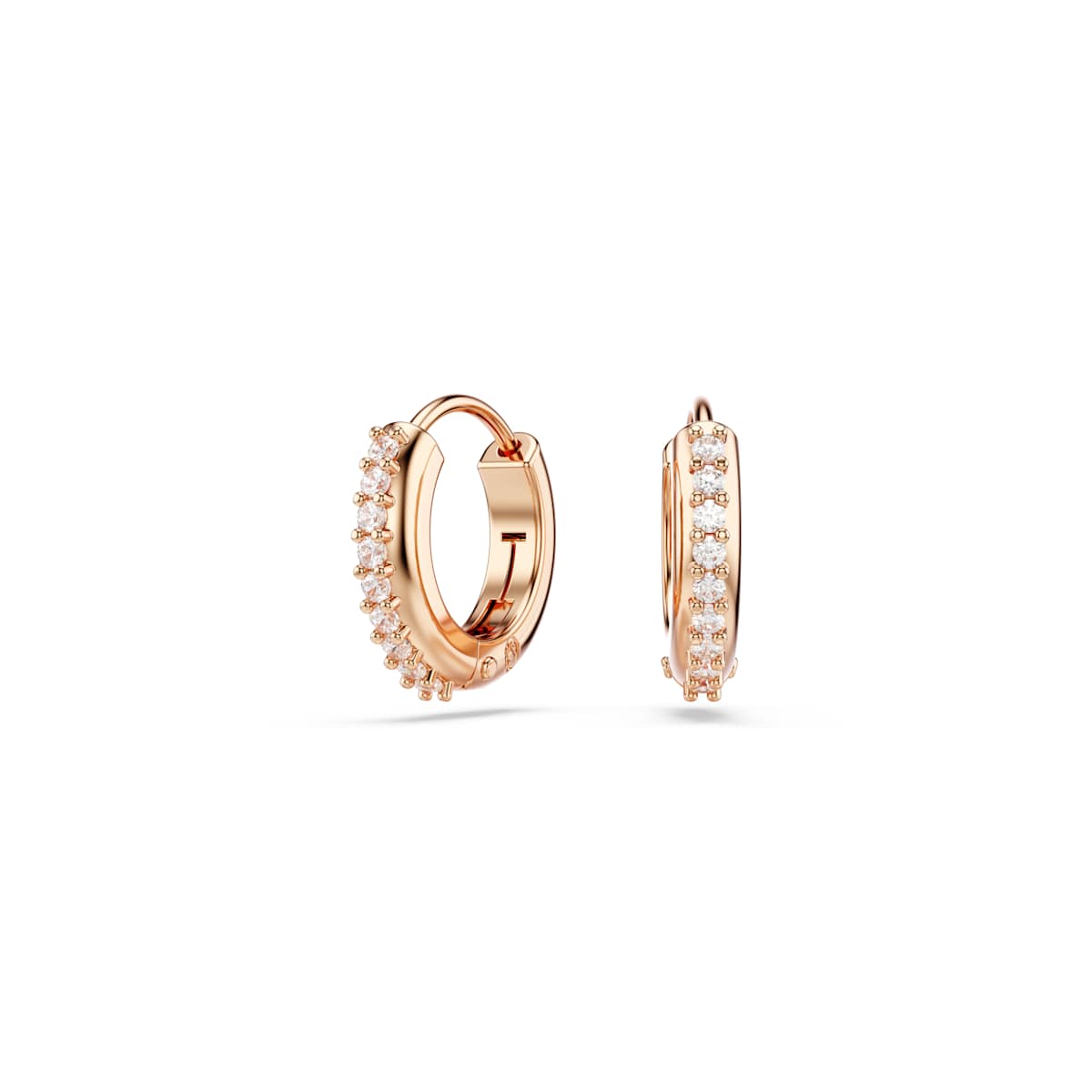 Swarovski Matrix Hoop Earrings, Round Cut, White, Rose Gold-Tone Plated