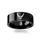 Military Symbol Logo Engraving Flat Polished Black Tungsten Ring - Army, Coast Guard, Navy, Marines, Air Force - 4mm - 1