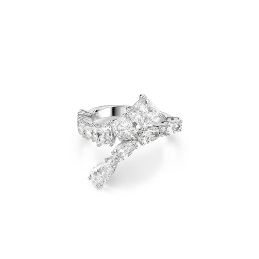 Swarovski Matrix Ring, Mixed Cuts, White, Rhodium Plated