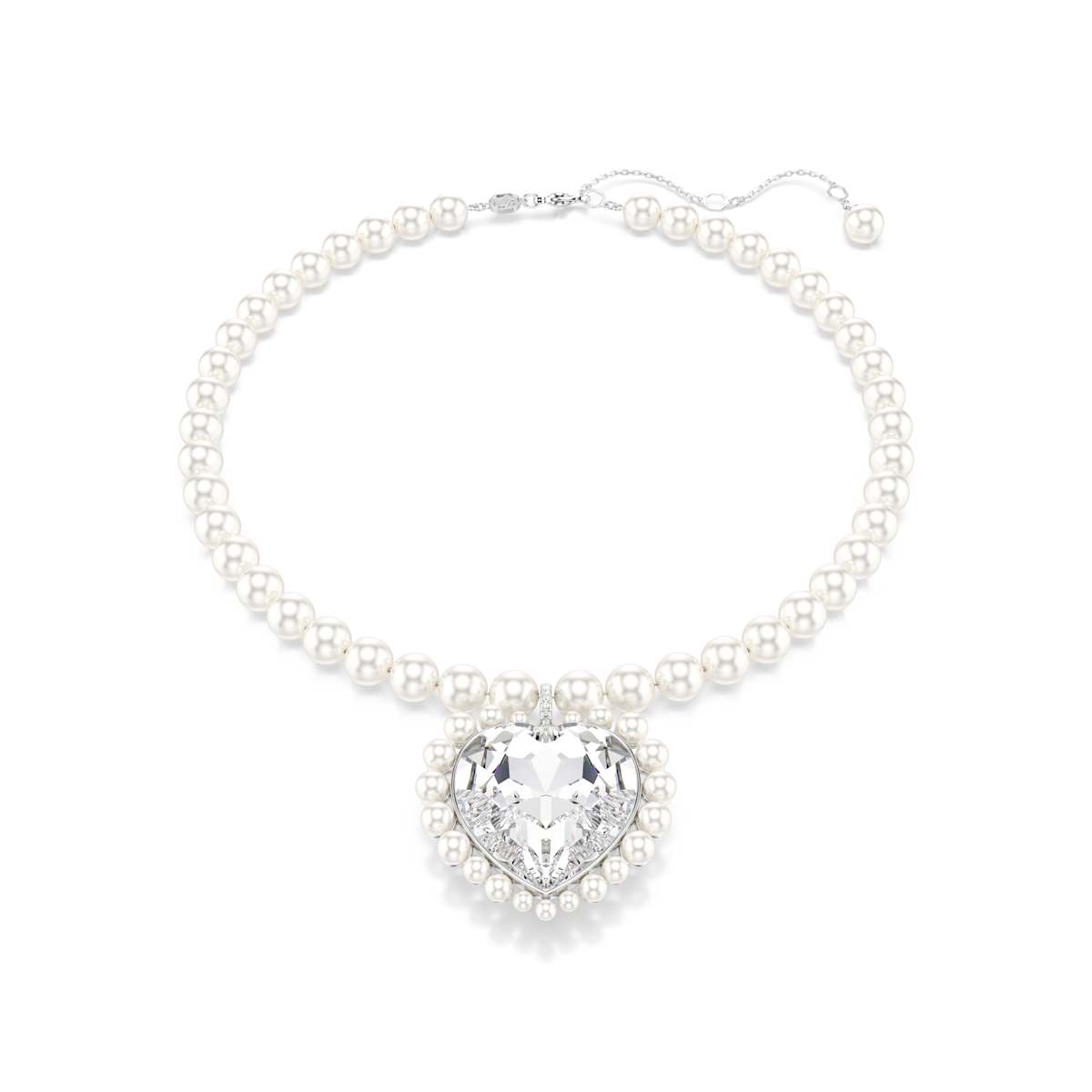 Swarovski Ariana Grande x Swarovski Necklace, Crystal Pearl, Heart Cut, Heart, White, Rhodium Plated