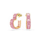 Swarovski Matrix Hoop Earrings, Baguette Cut, Heart, Small, Pink, Gold-Tone Plated