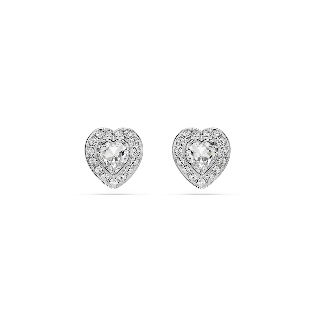 Swarovski Ariana Grande x Swarovski Stud Earrings, Mixed cuts, Heart, White, Rhodium plated