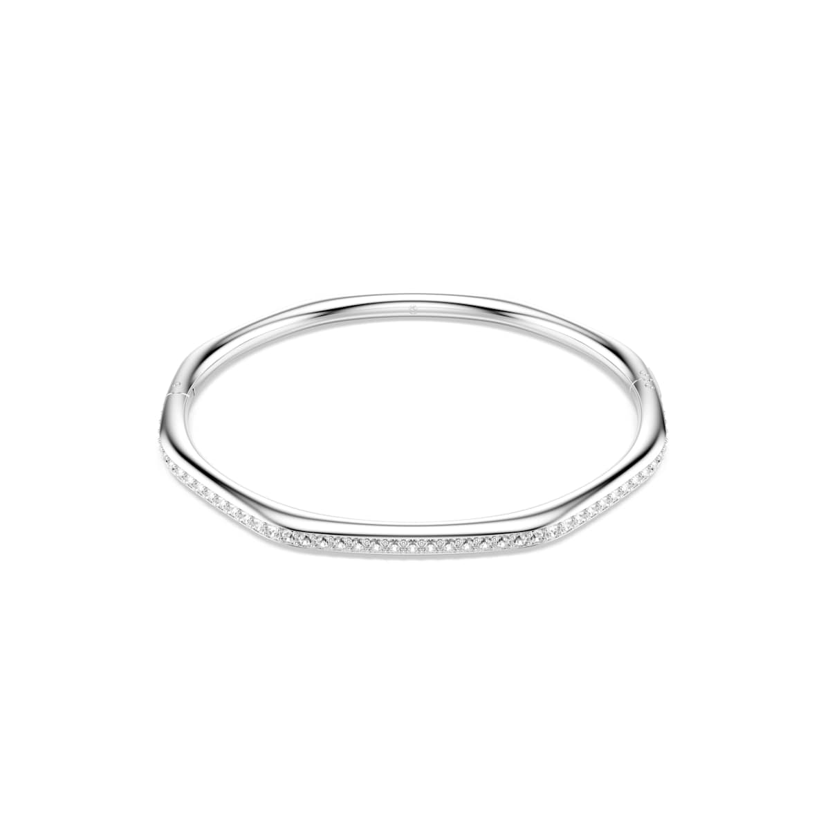 Swarovski Dextera Bangle, Octagon shape, Round cut, White, Rhodium plated
