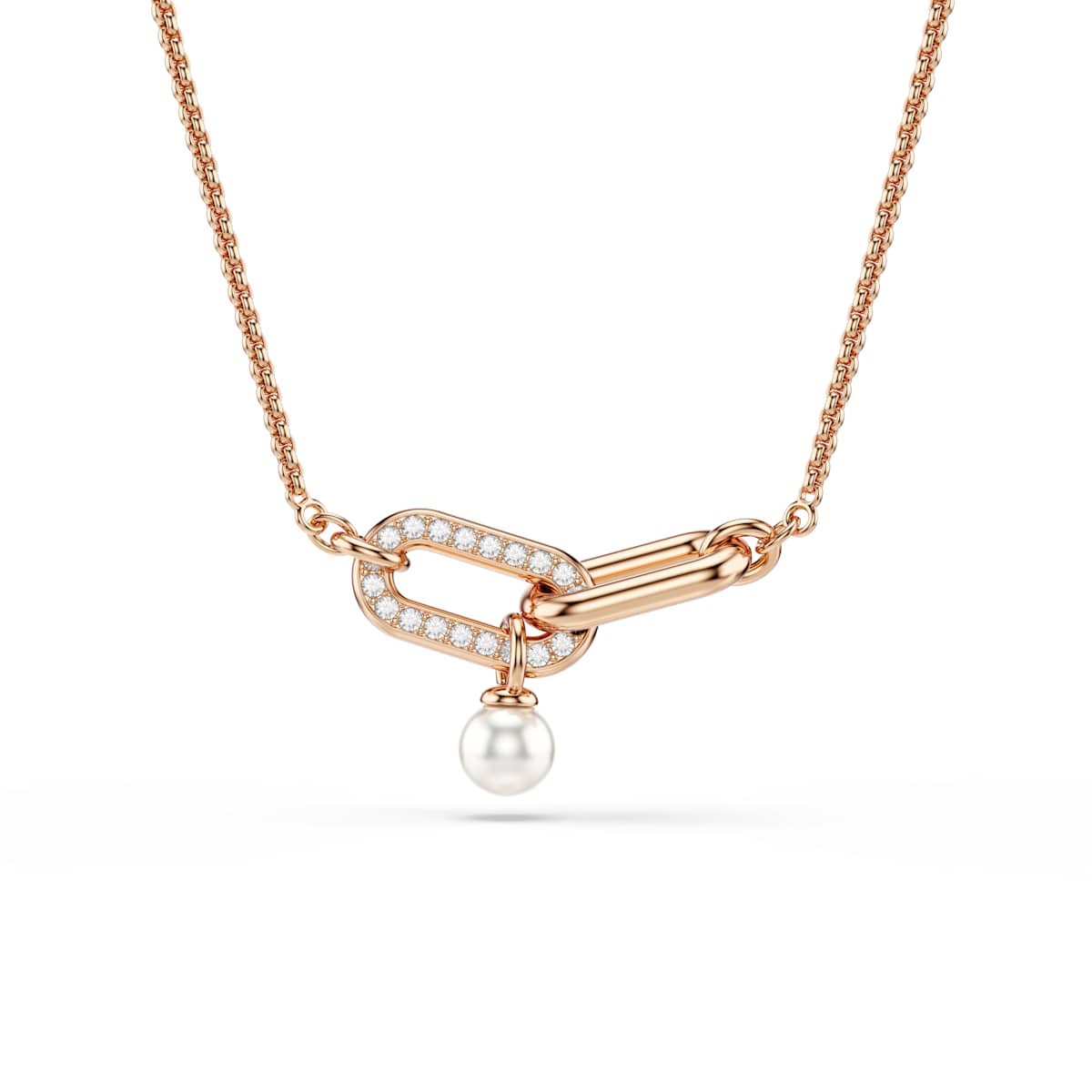 Swarovski Constella pendant Crystal pearl, Round cut, White, 18K rose gold finish 5728589 — official product image