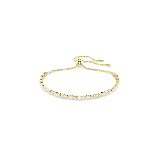 Swarovski Matrix Tennis Bracelet, Round Cut, White, Gold-Tone Plated