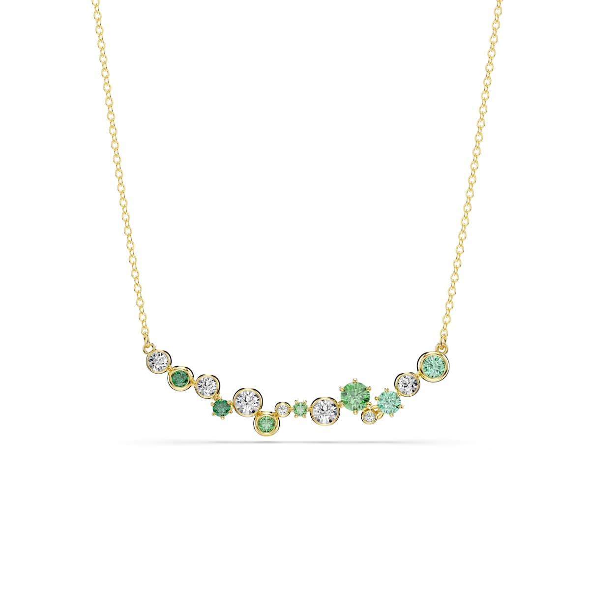 Swarovski Constella Necklace, Mixed cuts, Green, Gold-tone plated