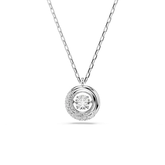 Swarovski Dextera Pendant, Round Cut, White, Rhodium Plated