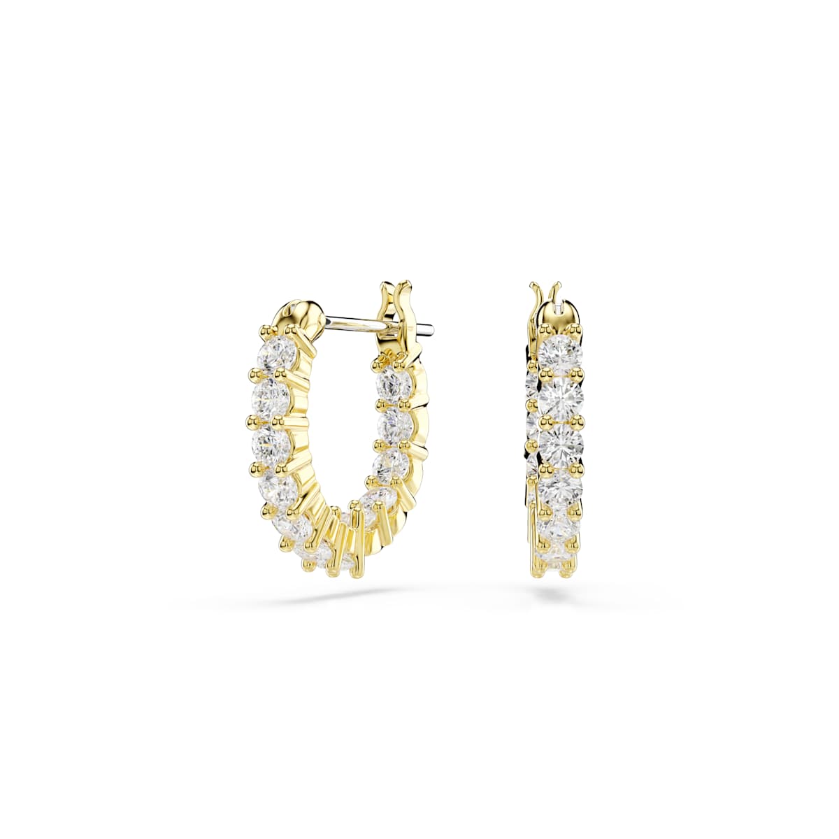 Swarovski Matrix Vittore Hoop Earrings, Round Cut, White, Gold-Tone Plated