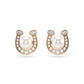 Swarovski Symbolica Stud Earrings, Crystal Pearl, Pavé, Horseshoe, White, Rose gold-tone plated