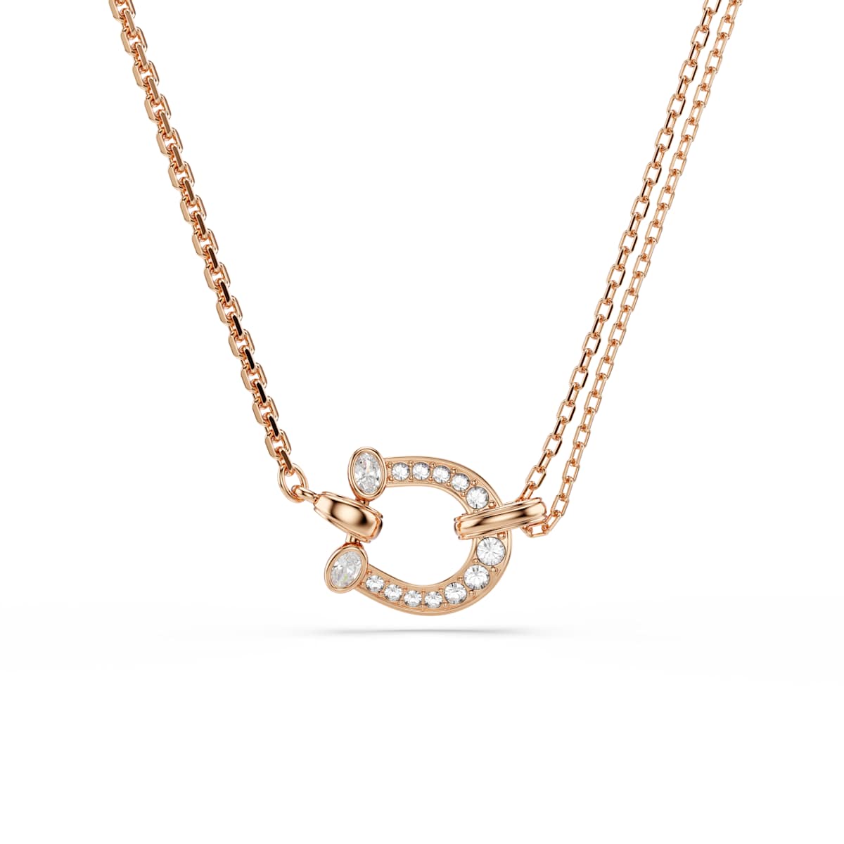 Swarovski Symbolica Pendant, Pavé, Horseshoe, White, Rose gold-tone plated