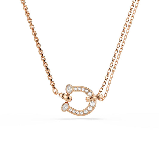 Swarovski Symbolica Pendant, Pavé, Horseshoe, White, Rose gold-tone plated