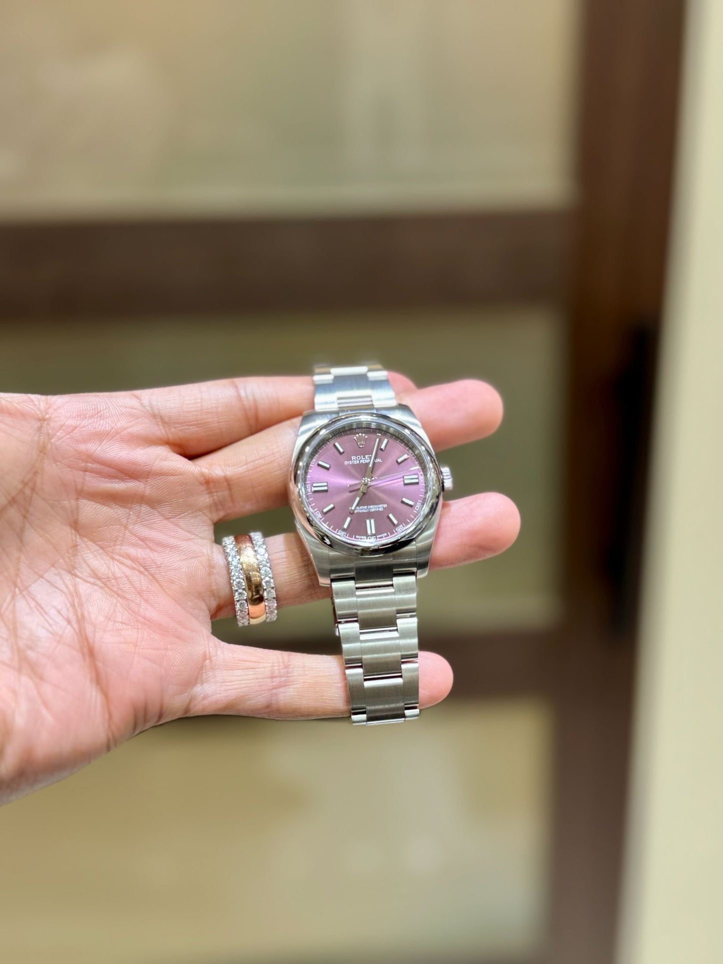 Rolex 116000 Stainless Steel 36mm Purple stick dial with smooth bezel