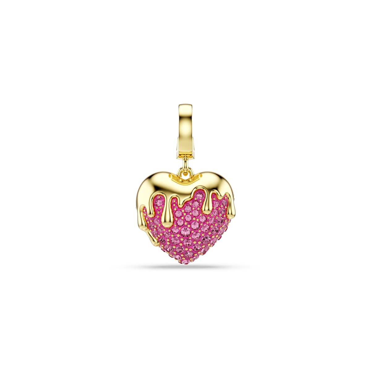 Swarovski Idyllia Charm, Round Cut, Heart, Pink, Gold-Tone Plated